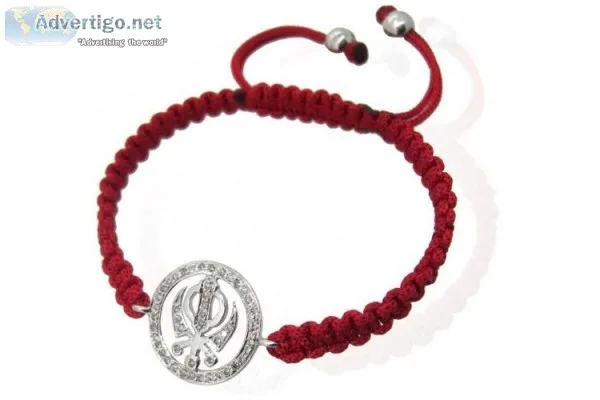 Khanda Bracelet In Silver With Diamonds