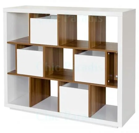 Buy Shanghai Wood and High Gloss White Bookcase