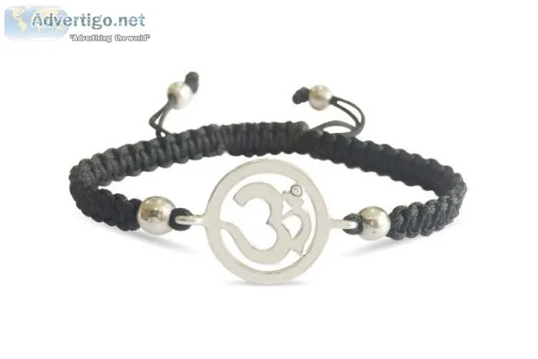 Auspicious Aum Charm Silver Bracelet For Girls
