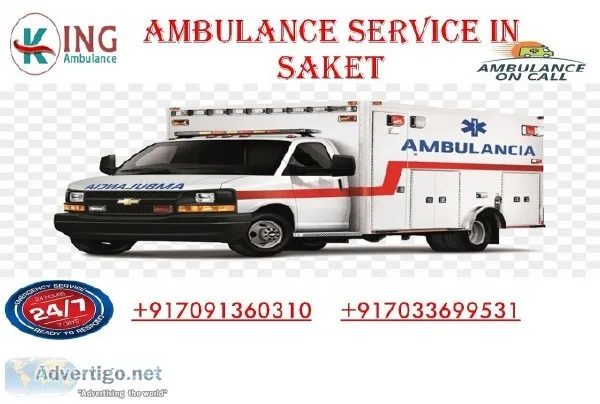 Avail Ventilator Support Ambulance Service in Saket by King