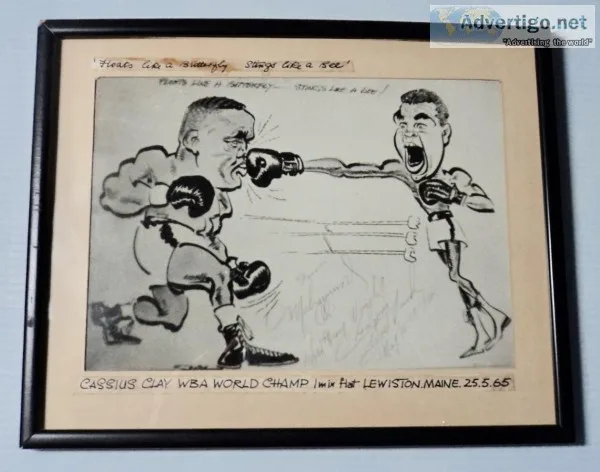 Unique Muhammad Ali Defeats Sonny Liston 1965 Signed and Framed 