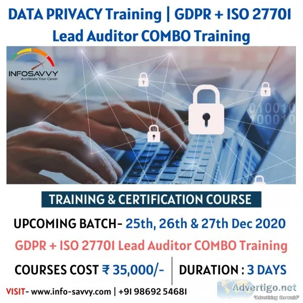 GDPR and ISO 27701 Lead Auditor training with certification