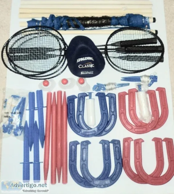 New - Outdoor BadmintonVolleyball Horse Shoes Games
