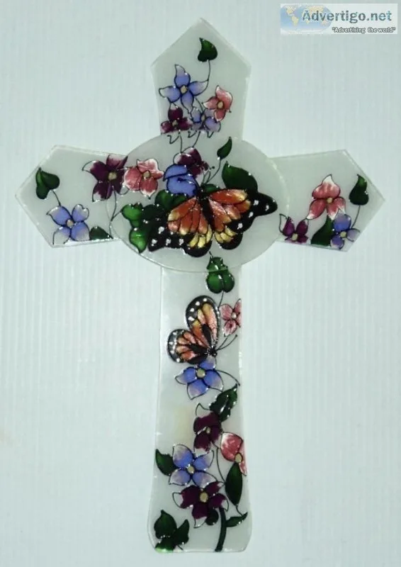 New - Beth&rsquos Hallmark Stained Glass Cross With Butterflies