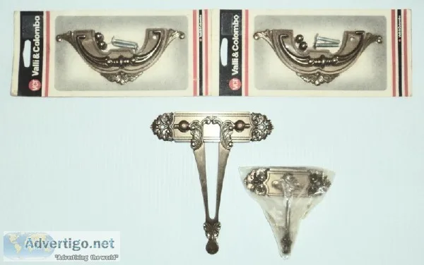 New - Two Vintage Antique Valli and Colombo Brass Drawer Pulls a
