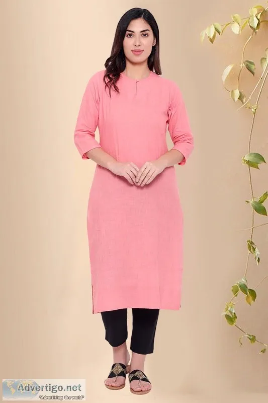 Scarlet Pink Cotton Kurta - Rose Shree