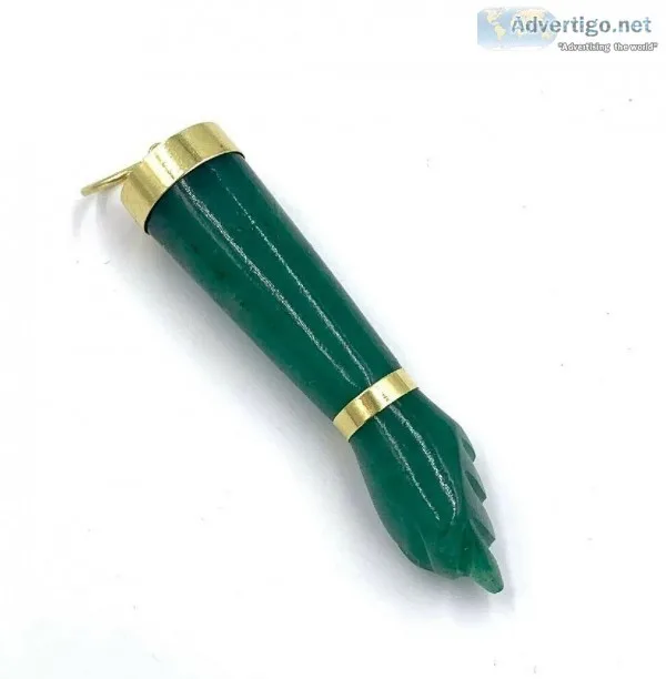 Large Vintage 18K Gold Nephrite Jade Figa Charm Pendant