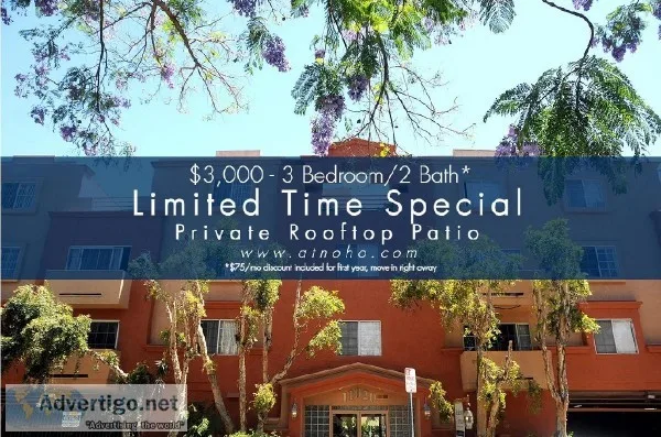 Large 3 Bed2 Ba Townhome - Private Rooftop Patio in NoHo Arts