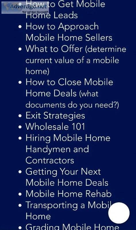 Mobile home investing lessons