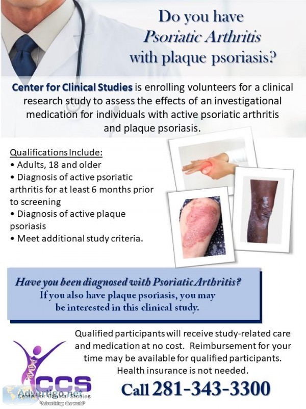 Clinical Research Study for Psoriatic Arthritis Now Enrolling