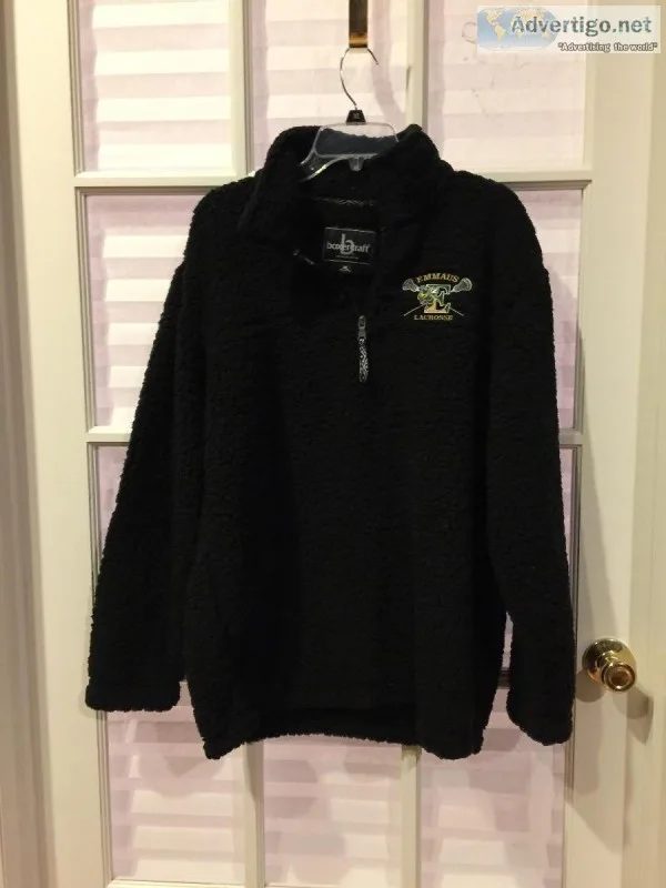 Women s Fleece Black PulloverEmmaus Lacrosse Logo