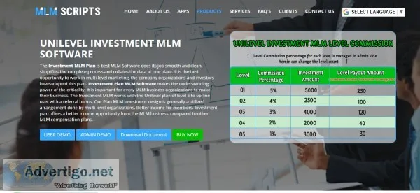 UNILEVEL INVESTMENT MLM SOFTWARE