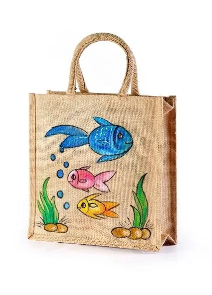 Jute hand painted bag Innovative look manufacturer exporter Indi