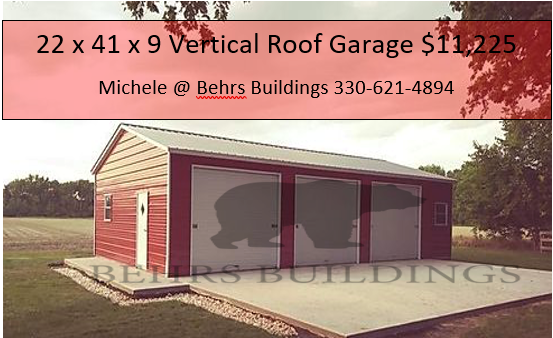 22 x 41 x 9 Vertical Roof Garage