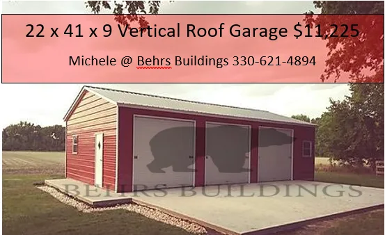 22 x 41 x 9 Vertical Roof Garage