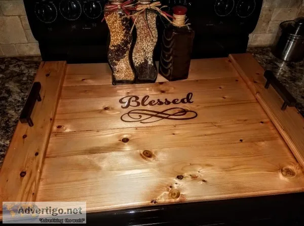 Rustic Farmhouse Style Stove Top Cover Wood Noodle Board