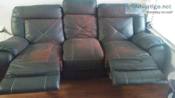 3 seat leather cushion sofa recliner