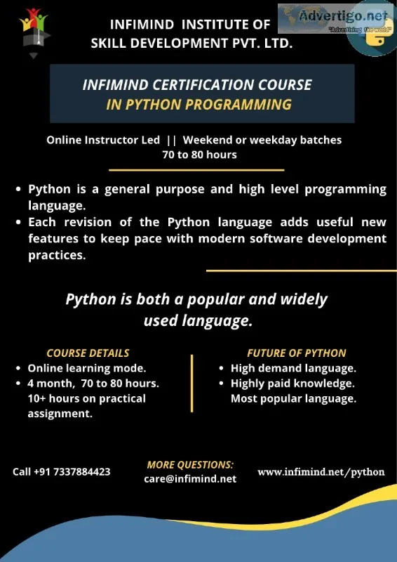 Python Programming Language at Infimind Insitute of Skill Develo