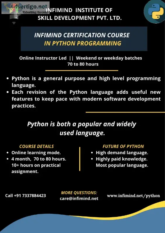 Python Programming Language at Infimind Insitute of Skill Develo
