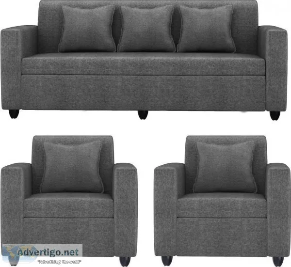 Bharat lifestyle lexus fabric 3 + 1 + 1 dark grey sofa set