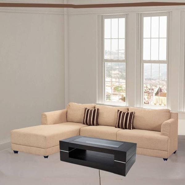 Bharat lifestyle marina l-shape fabric 6 seater sofa (cream)