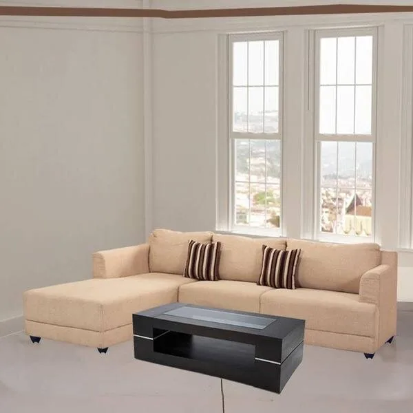 Bharat lifestyle marina l-shape fabric 6 seater sofa (cream)
