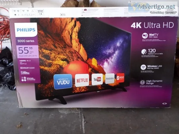 55 inch phillips 4 k high def flat screen