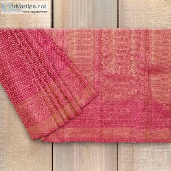 Magenta Double Border Kanchipuram Saree