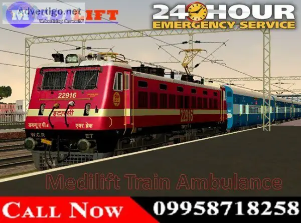 Get Emergency Medilift Train Ambulance in Dibrugarh Available at
