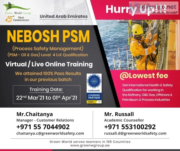 NEBOSH HSE Certificate in Process Safety Management