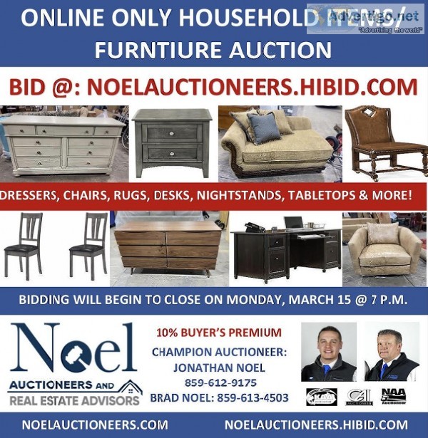 Online Only Household ItemsFurniture Auction