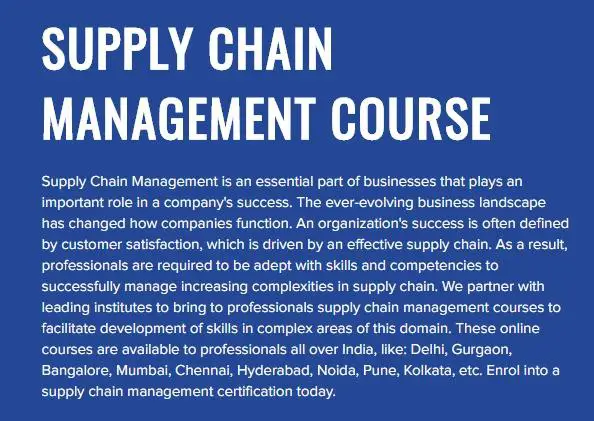 Supply Chain Management Online Courses in India