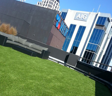 Artificial grass roof installation