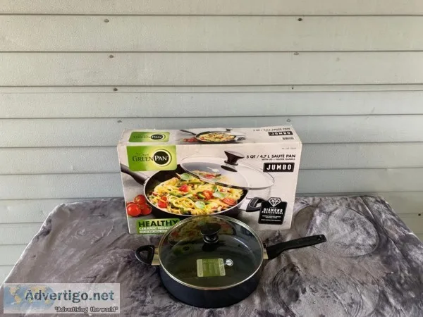 New 5qt Saut&eacute Pan with Lid Ceramic non Stick Jumbo