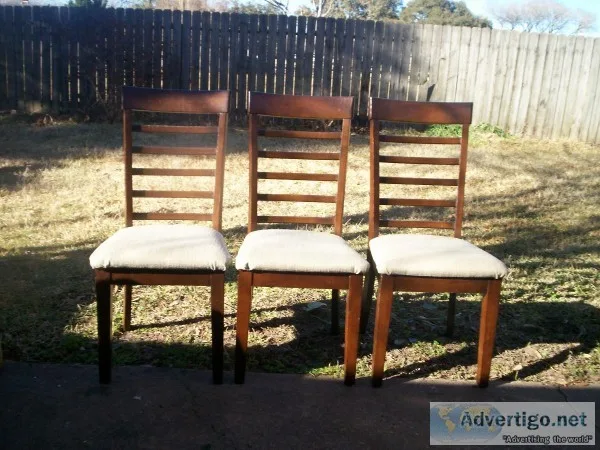 3 solid wood dining or breakfast chairs