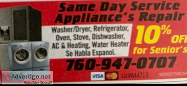 SAME DAY SERVICE-APPLIANCE REPAIR AC and HEATING