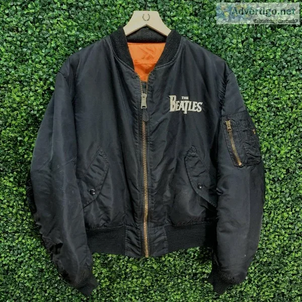 For Sale The Beatles Vintage Black Bomber Jacket Size Large