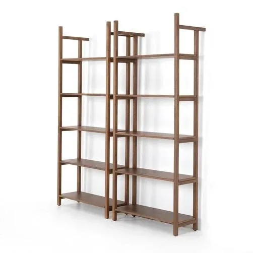 Four Hands Teddy Double Bookshelf Vintage Sienna  Bookcase and E