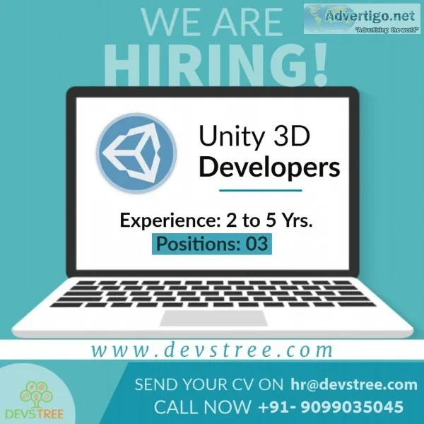 Urgently Hiring for Unity 3D Developers - Devstree IT Services P