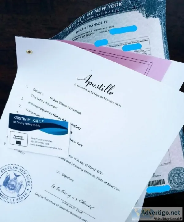 NYC BIRTH CERTIFICATE ONLINE APOSTILLE SERVICES