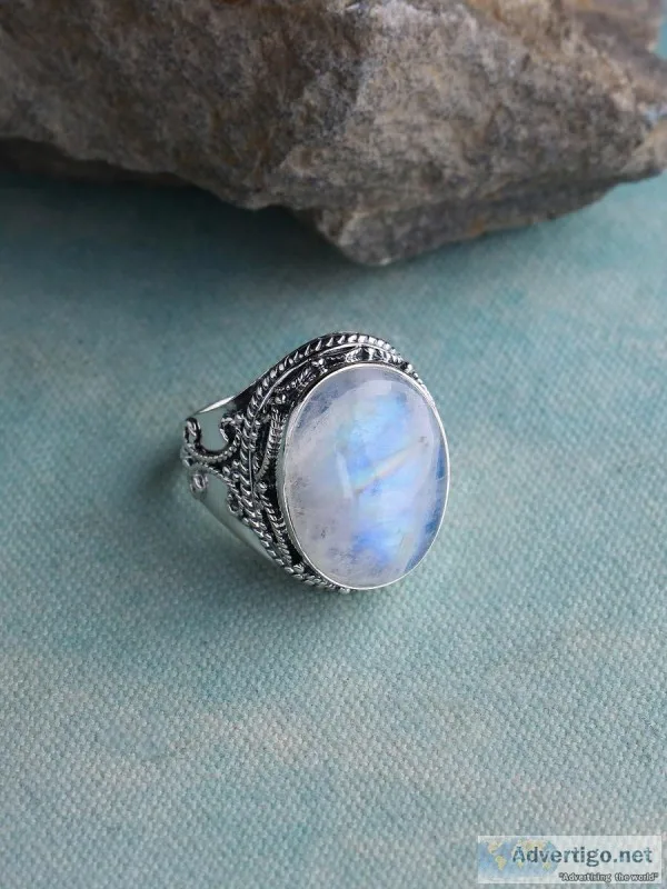 Shop Rainbow Moonstone Solid 925 Sterling Silver Ring Jewelry - 