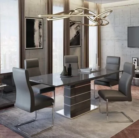 Meridius Grey Gloss Extendable Dining Table 160cm