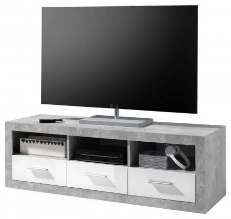 Pedro White Gloss And Concrete TV Unit 147cm