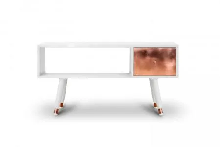 Carlton White Gloss And Copper TV Unit 100cm