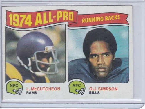 O J SimpsonL McCutcheon 1975 Topps 1974 All Pro Running Backs