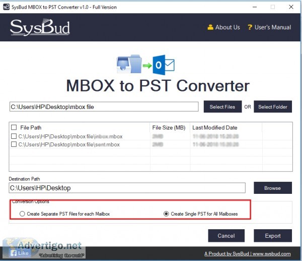 Sysbud mbox to pst converter