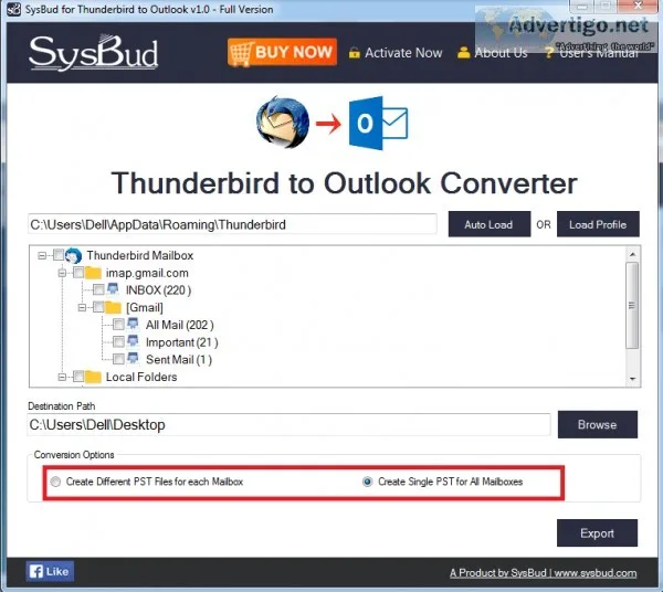 Sysbud thunderbird to outlook converter