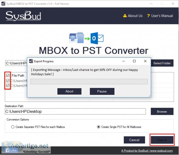 Sysbud mbox to pst converter