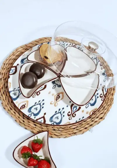 Decorative Ceramic Starter Tray With Lid