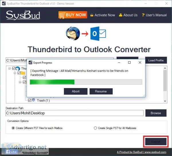Sysbud thunderbird to outlook converter